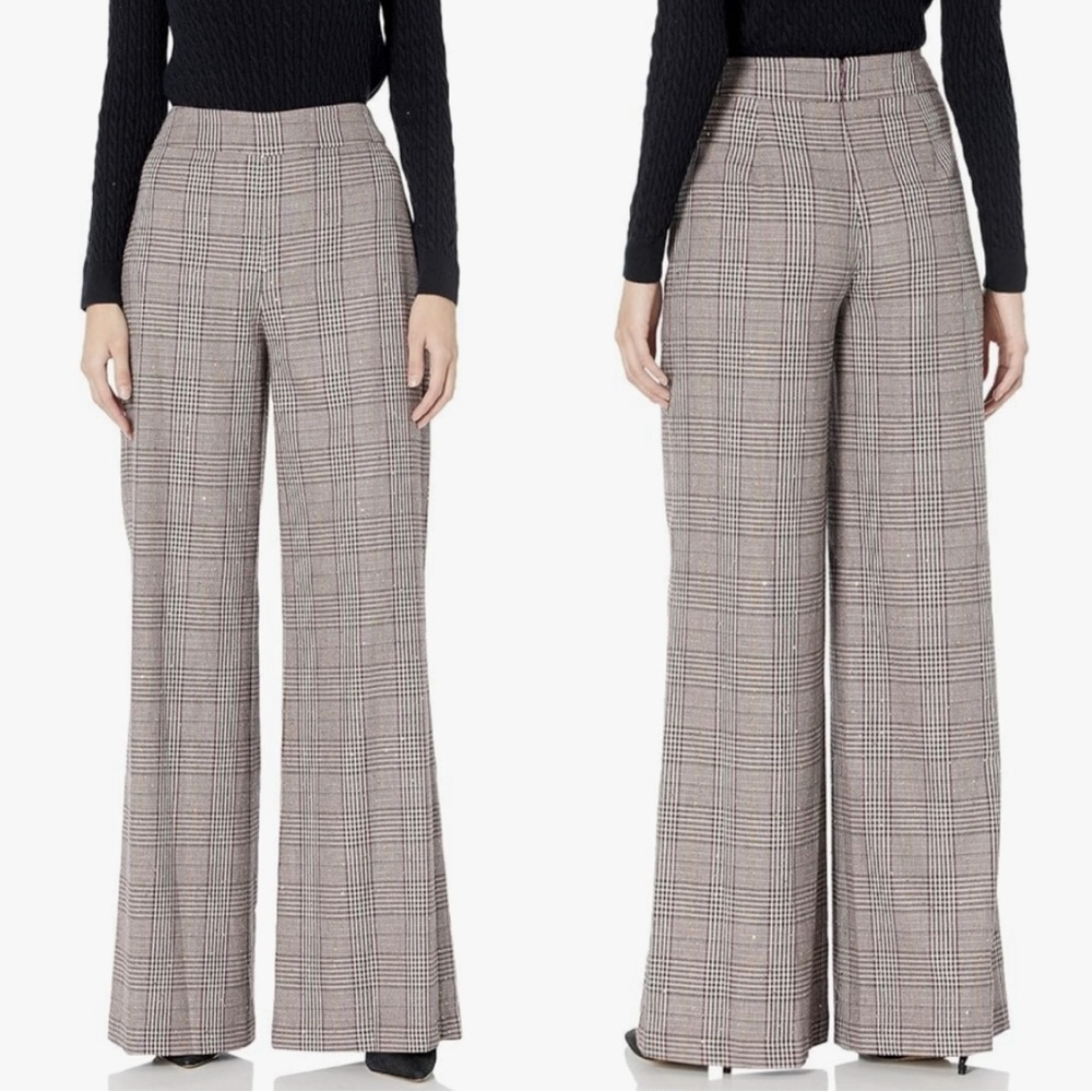 Ramy Brook Flynn Sequin Plaid Trousers - size 8